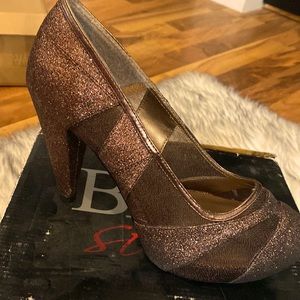 Bke sole brown glitter high heels size 10
